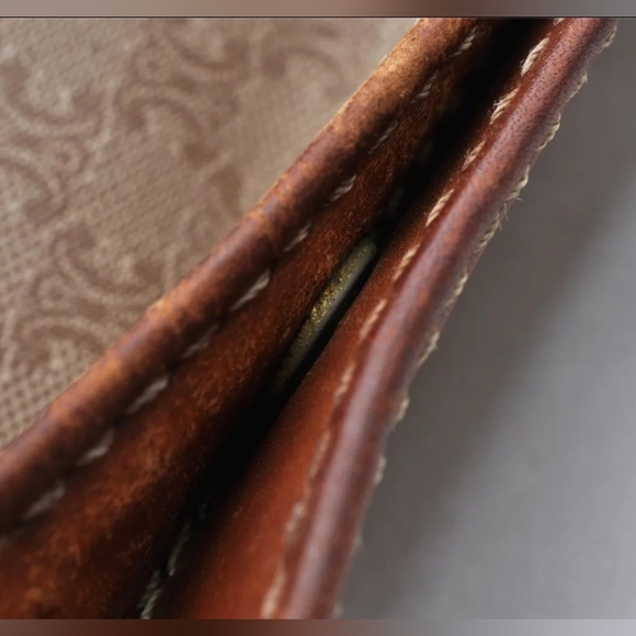 Authentic CELINE Macadam Blason Pattern Hand Tote Bag Leather Beige GREAT! - Picture 6 of 16